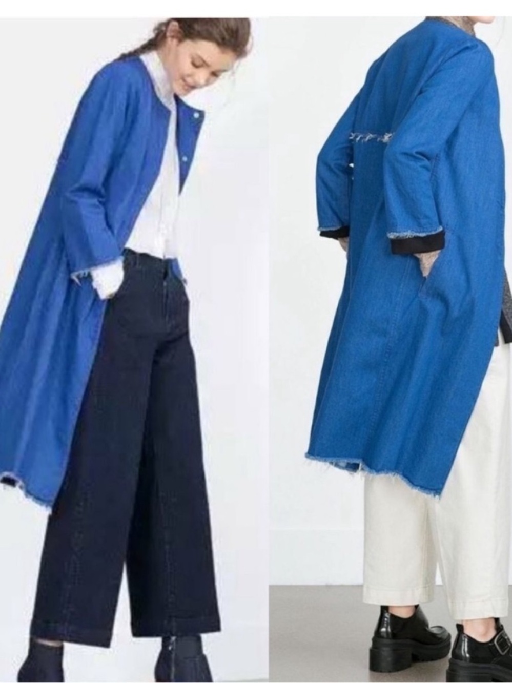Women’s Zara Raw Hem Denim Trench Coat